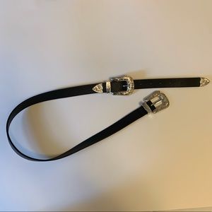 Western style black/Silver Fashion Belt S/M